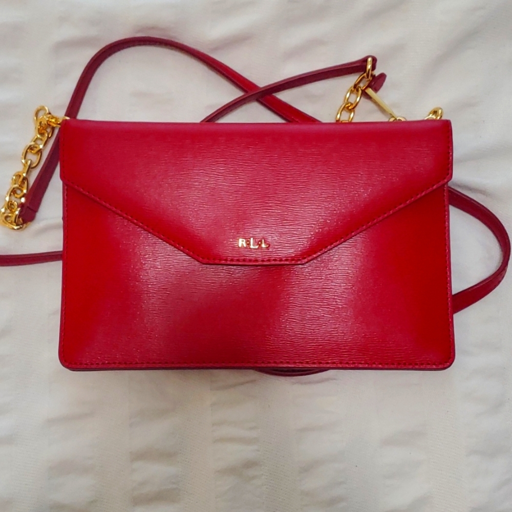 Red Ralph Lauren envelope crossbody purse